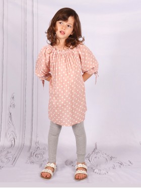 Kid's Off The Shoulder Polka Dot Print Fashion Top